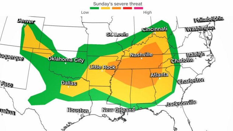 More than 60 million people could face severe storms Sunday