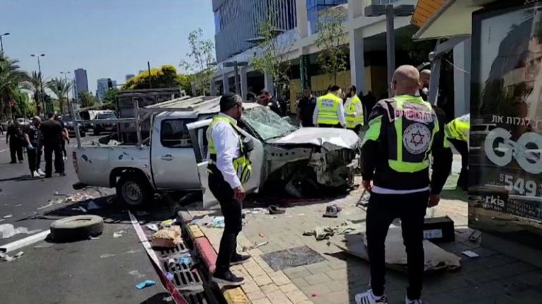 Eight injured in Tel Aviv car ramming and stabbing attack, Israeli officials say