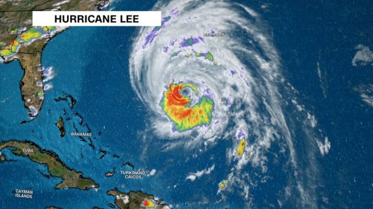 Hurricane Lee lashing Bermuda before striking coastal New England and Atlantic Canada