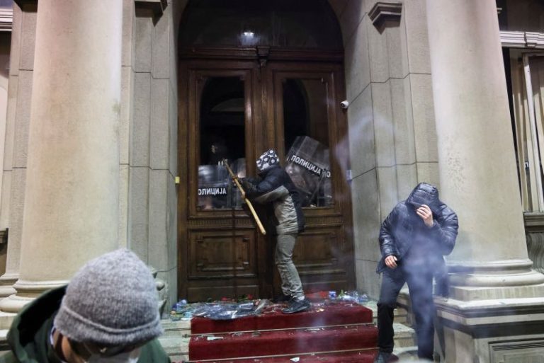 Demonstrators try to storm Belgrade city hall in protest against ‘stolen’ Serbian elections