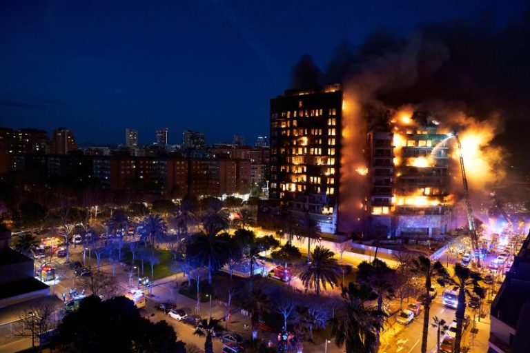 At least 13 people injured in building fire in Spanish city of Valencia