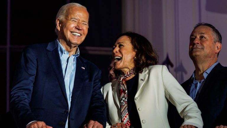 Kamala Harris praises Biden’s ‘unmatched’ legacy in first remarks since announcing 2024 bid