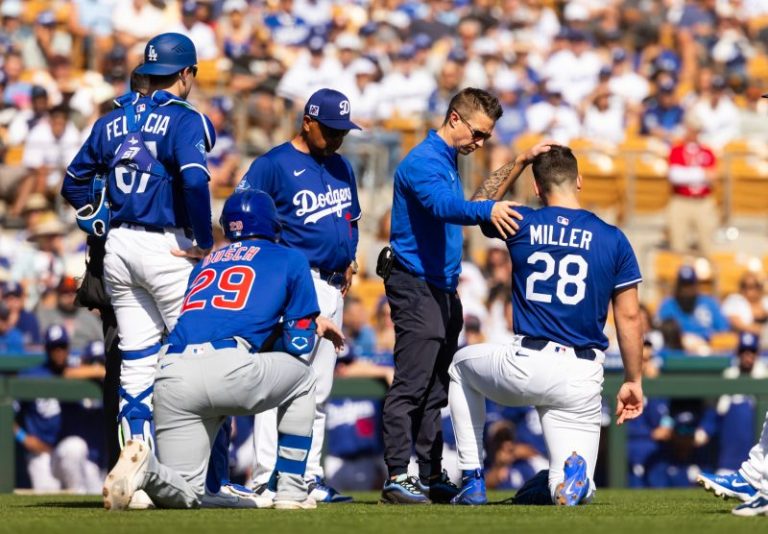 Dodgers pitcher Bobby Miller says he’s ‘good’ after being hit in head