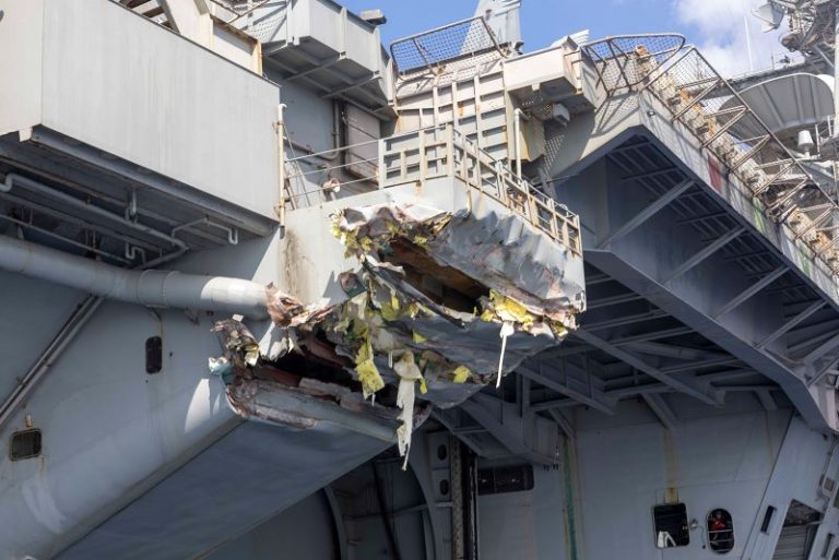 New photos show damage to US aircraft carrier after collision