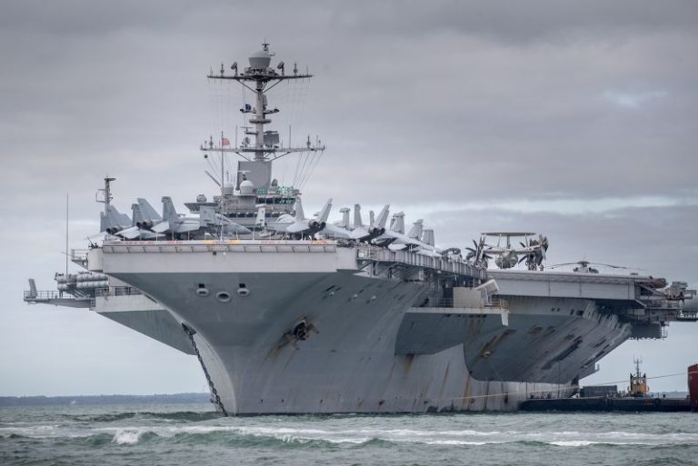 US Navy aircraft carrier collides with merchant ship near Suez Canal