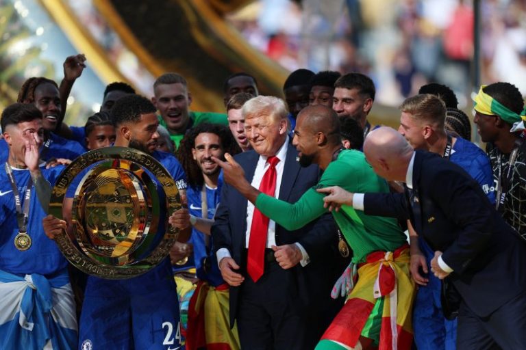 Trump gives Chelsea the Club World Cup trophy, crowd boos