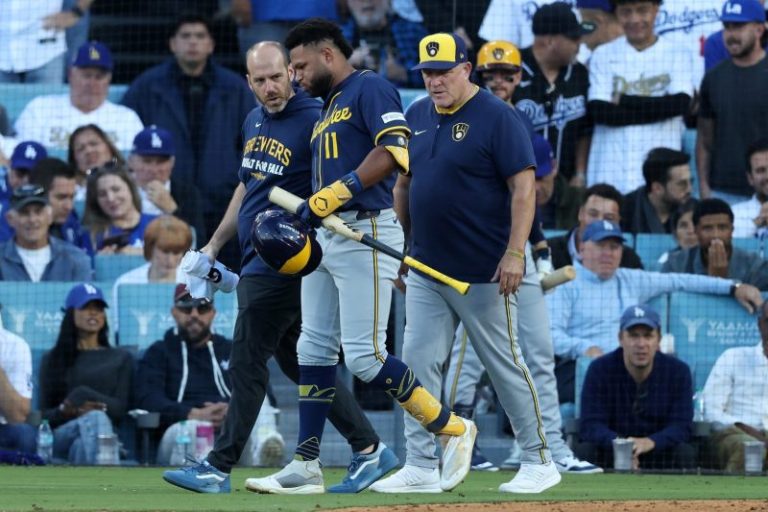 Why Brewers star exited NLCS Game 3 in middle of at-bat